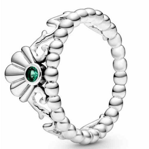 Anillo Flor Esmeralda con Perlas