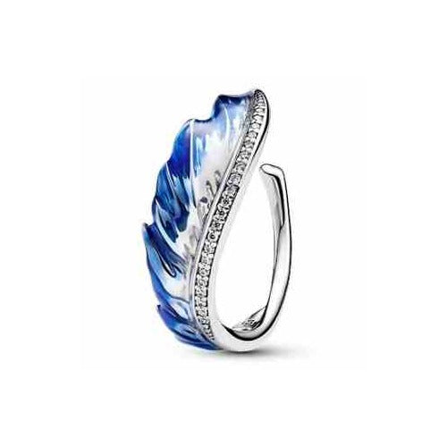 Anillo Pluma Azul Brillante