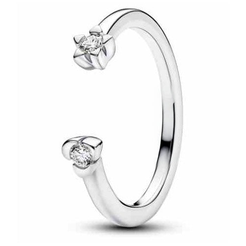Anillo Abierto Flores Brillantes