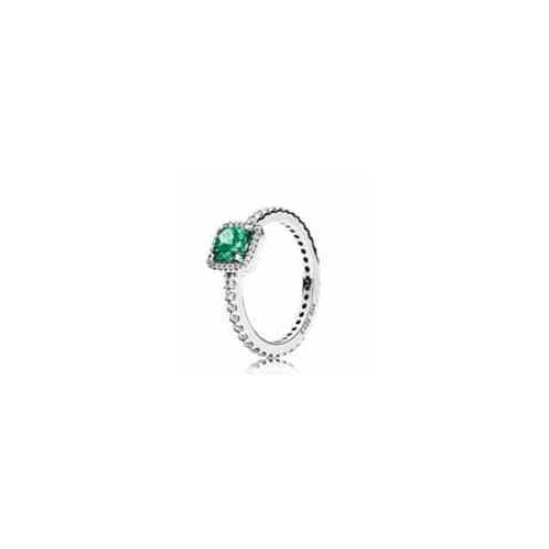 Anillo de plata con cuadrada verde