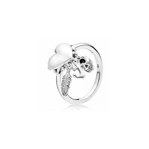 Anillo Corazón Calavera Pluma