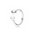 Anillo Abierto Doble Perla Plateado