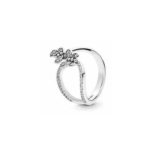 Anillo Doble Flores Brillantes