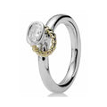 Anillo con Diamante y Trenzado Dorado