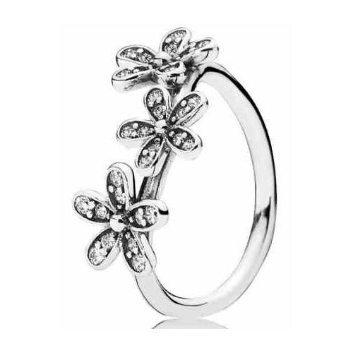 Anillo Flores Brillantes Plata Esterlina