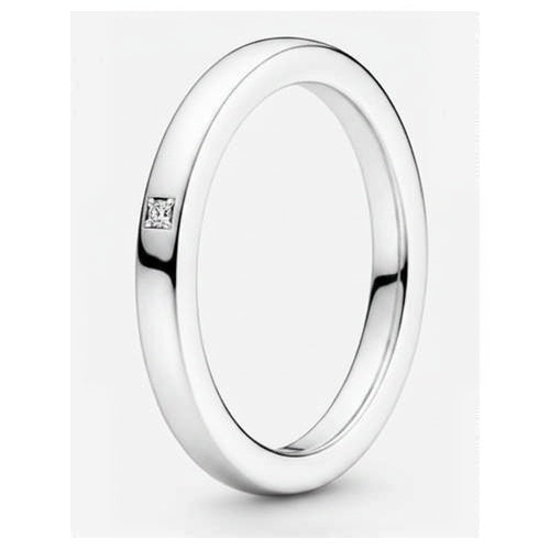 Anillo de Plata con Diamante Cuadrado
