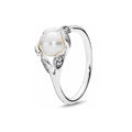 Anillo de Perla y Hojas de Plata Esterlina