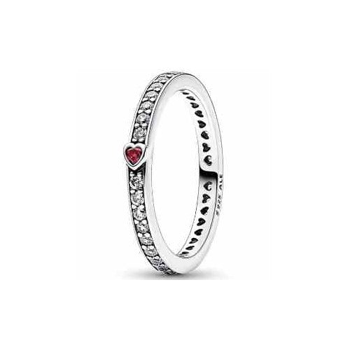 Anillo Corazón Rojo con Circonitas Plata de Ley