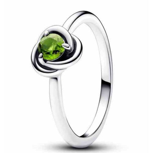 Anillo Nudo de Amor con Peridoto Verde y Plata Esterlina