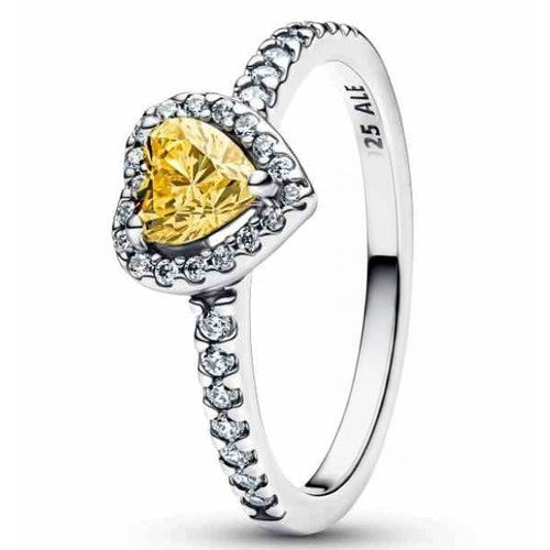 Anillo Corazón Amarillo con Circonitas