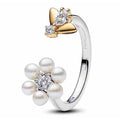 Anillo Mariposa y Flores de Perla
