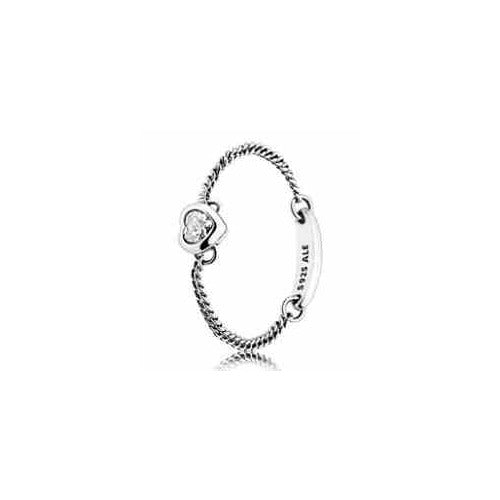 Anillo Corazón Brillante Cadena Plata 925