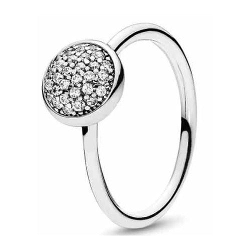Anillo Pavé Dorado Disco Brillante
