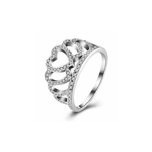 Anillo Corazones Plateados con Cristales
