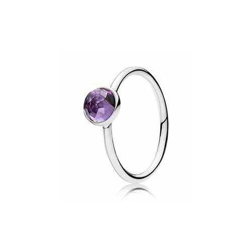 Anillo Plata Pura con Piedra Morada