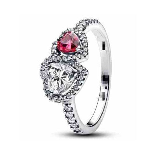 Anillo Doble Corazón Destellos