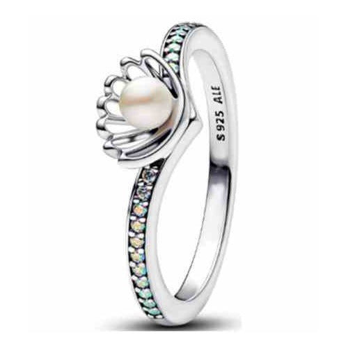 Anillo de Plata S925 ALE con Perla y Cristales Azules