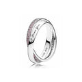 Anillo "I Love You" Entrelazado con Circonitas Rosas