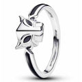 Anillo Diseño Gato Negro Plateado