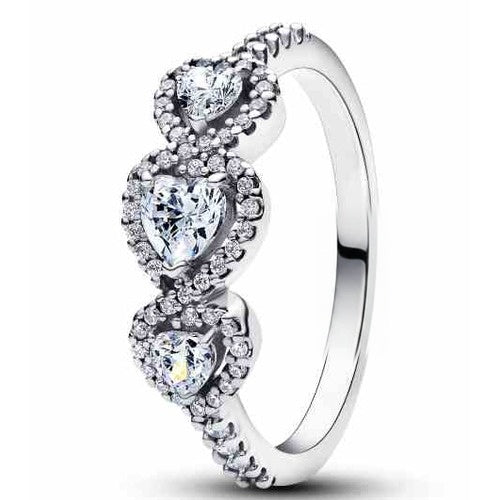 Anillo Triple Corazón Brillante