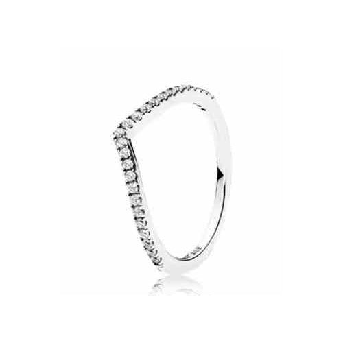 Anillo V Brillante de Plata