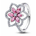 Anillo Flor Rosa y Circonitas
