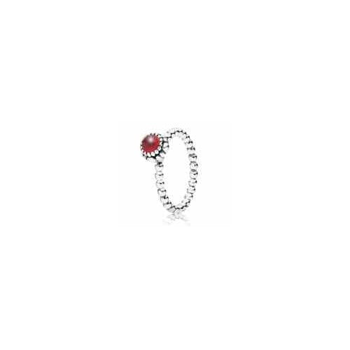 Anillo "Bolitas" con Piedra Roja