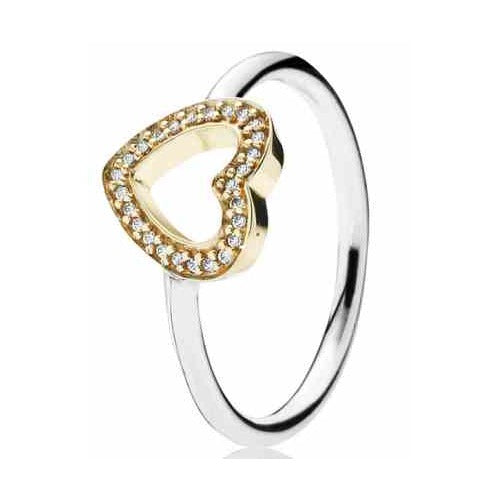 Anillo Corazón Dorado con Circonitas