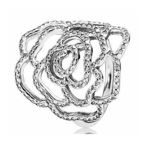 Anillo Rosa Brillante de Plata Esterlina