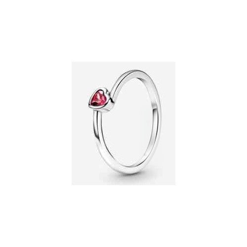 Anillo Corazón Rojo en Plata Esterlina