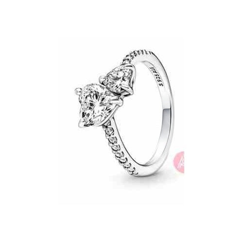 Anillo Corazones Brillantes Plata 925