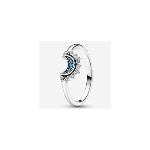 Anillo Luna Celestial Azul y Brillante