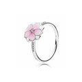 Anillo Flor Rosa con Zirconias