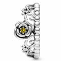 Anillo Rosa Radiante con Circonia Cúbica Amarilla