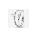 Anillo Doble con Perla y Circonita
