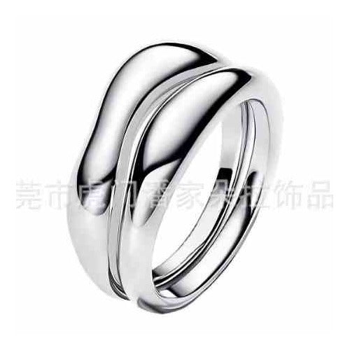 Anillo Doble Curvo Plateado