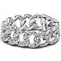 Anillo Cubano Brillante Plata S925