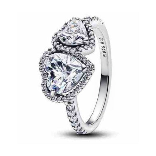 Anillo Doble Corazón Brillante