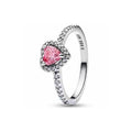 Anillo Corazón Rosa Radiante con Circonitas