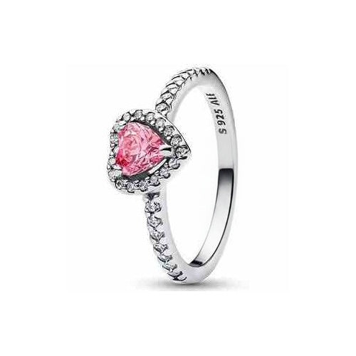 Anillo Corazón Rosa Radiante con Circonitas