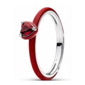 Anillo de Corazón Rojo con Plata
