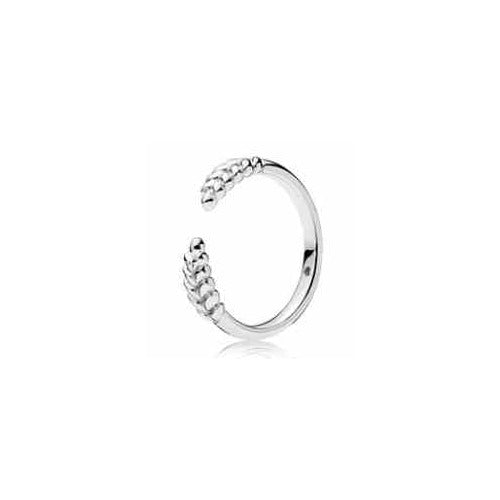 Anillo Hoja de Laurel Plateada Ajustable