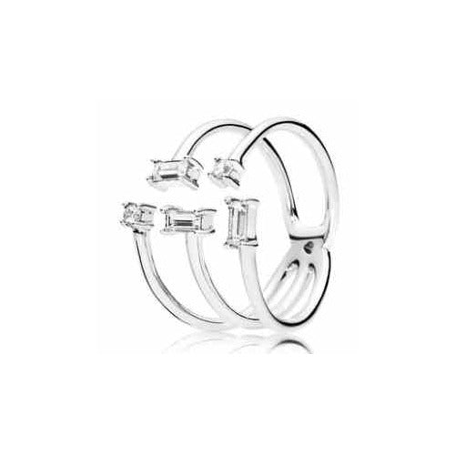 Anillo Triple Cubic Zirconia Rectangular