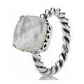 Anillo de Plata con Piedra Lunar Cuadrada