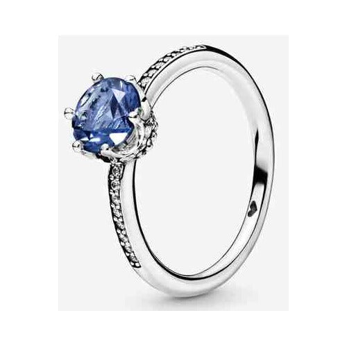 Anillo Corona Brillante Azul