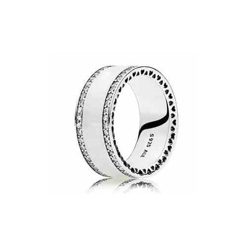 Anillo Tipo Pan Hearts Pavé Blanco S925 ALE