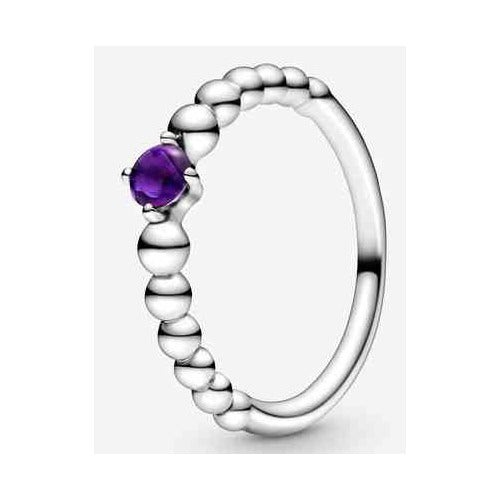 Anillo Tipo Pan Lila Corazón Adornado con Circonita Morada