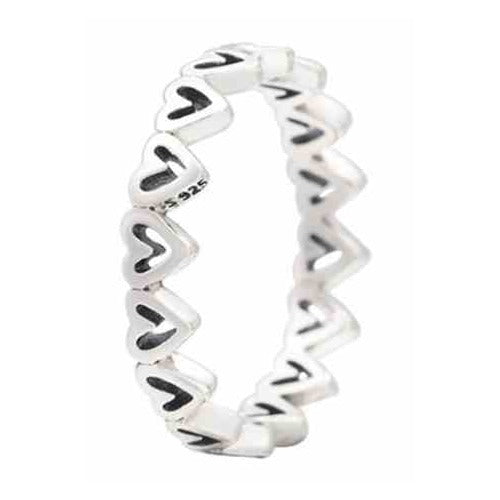 Anillo Corazones Plateados S925