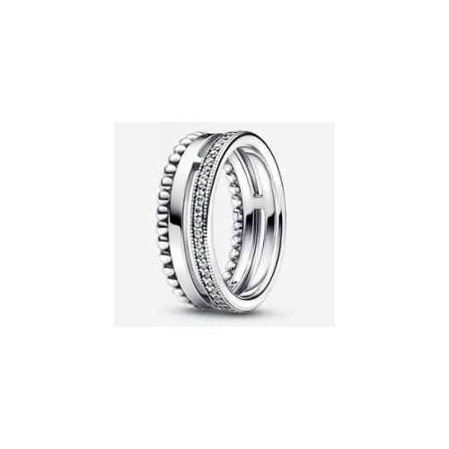 Anillo Triple con Eslabones y Brillantes