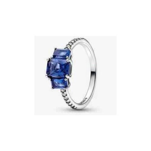 Anillo Brillante Azul de Plata Esterlina